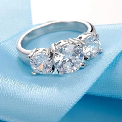 925er Sterling Silber Ring mit 3 CZ-Steinen – perfekt für Verlobung & Hochzeit 💍