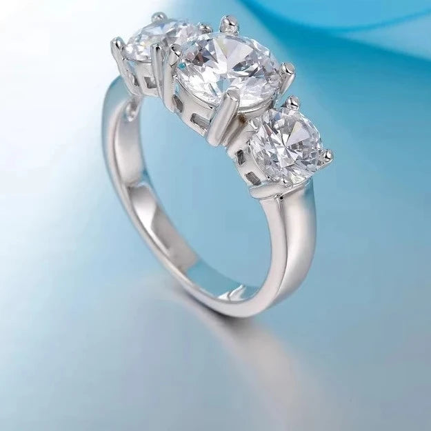 925er Sterling Silber Ring mit 3 CZ-Steinen – perfekt für Verlobung & Hochzeit 💍