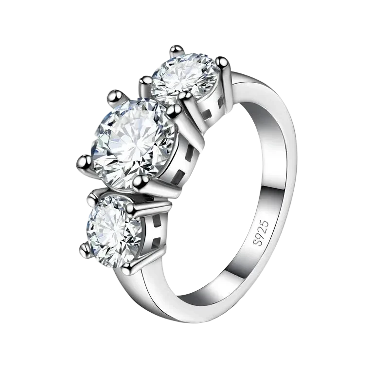925er Sterling Silber Ring mit 3 CZ-Steinen – perfekt für Verlobung & Hochzeit 💍