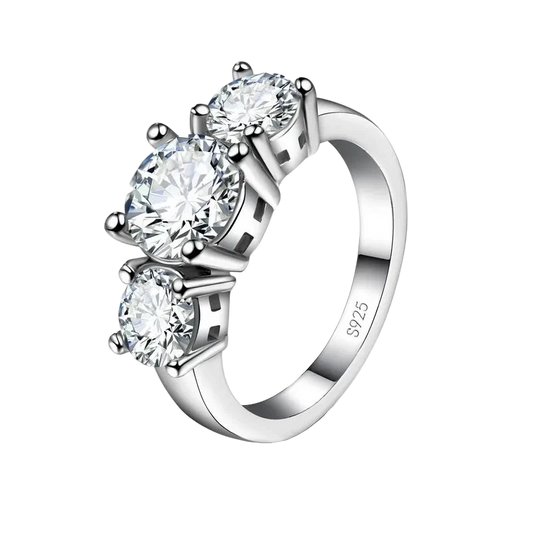 925er Sterling Silber Ring mit 3 CZ-Steinen – perfekt für Verlobung & Hochzeit 💍