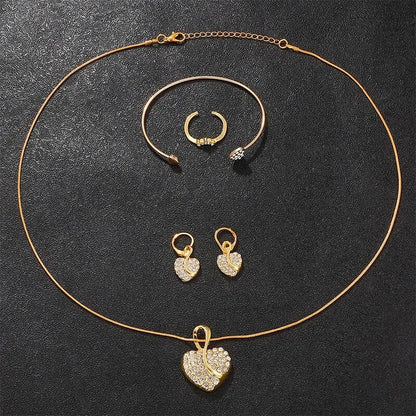 Luxuriöses Damen Schmuck-Set mit goldener Quarz-Uhr