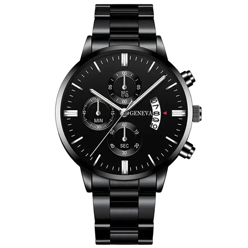 Elegante Herren Edelstahl-Uhr mit Kalenderfunktion