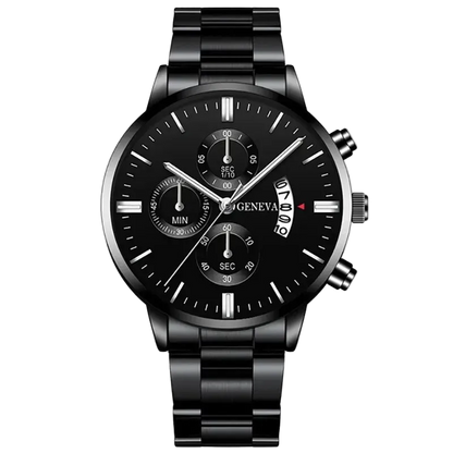Elegante Herren Edelstahl-Uhr mit Kalenderfunktion