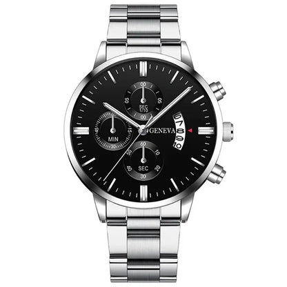 Elegante Herren Edelstahl-Uhr mit Kalenderfunktion