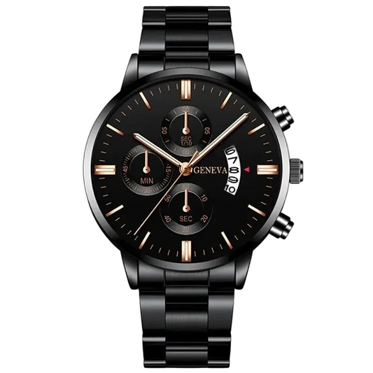 Elegante Herren Edelstahl-Uhr mit Kalenderfunktion