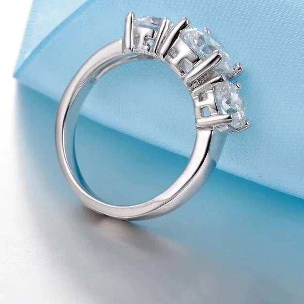 925er Sterling Silber Ring mit 3 CZ-Steinen – perfekt für Verlobung & Hochzeit 💍
